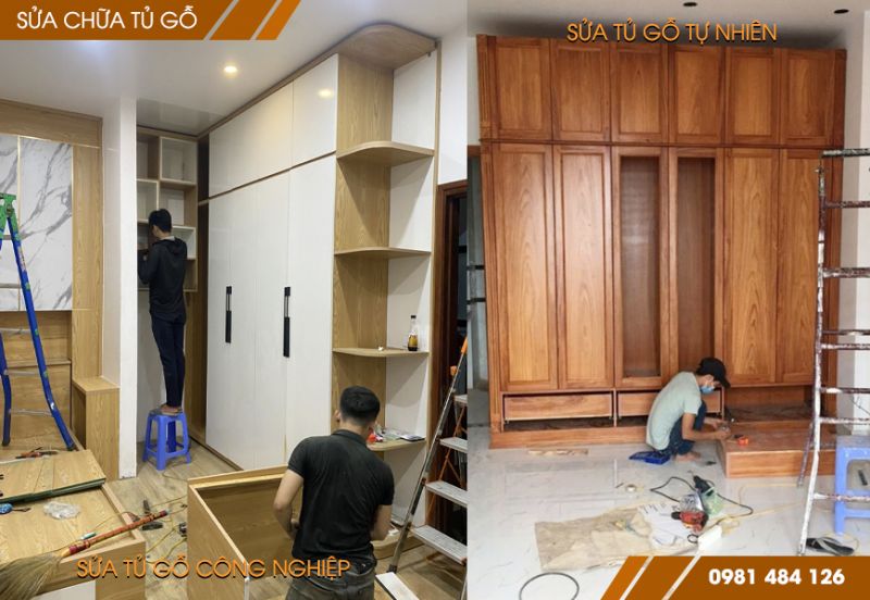 Dịch vụ Sửa chữa tủ gỗ bị cong vênh mối mọt, hỏng cánh, ray, hậu, đế, tay nắm…